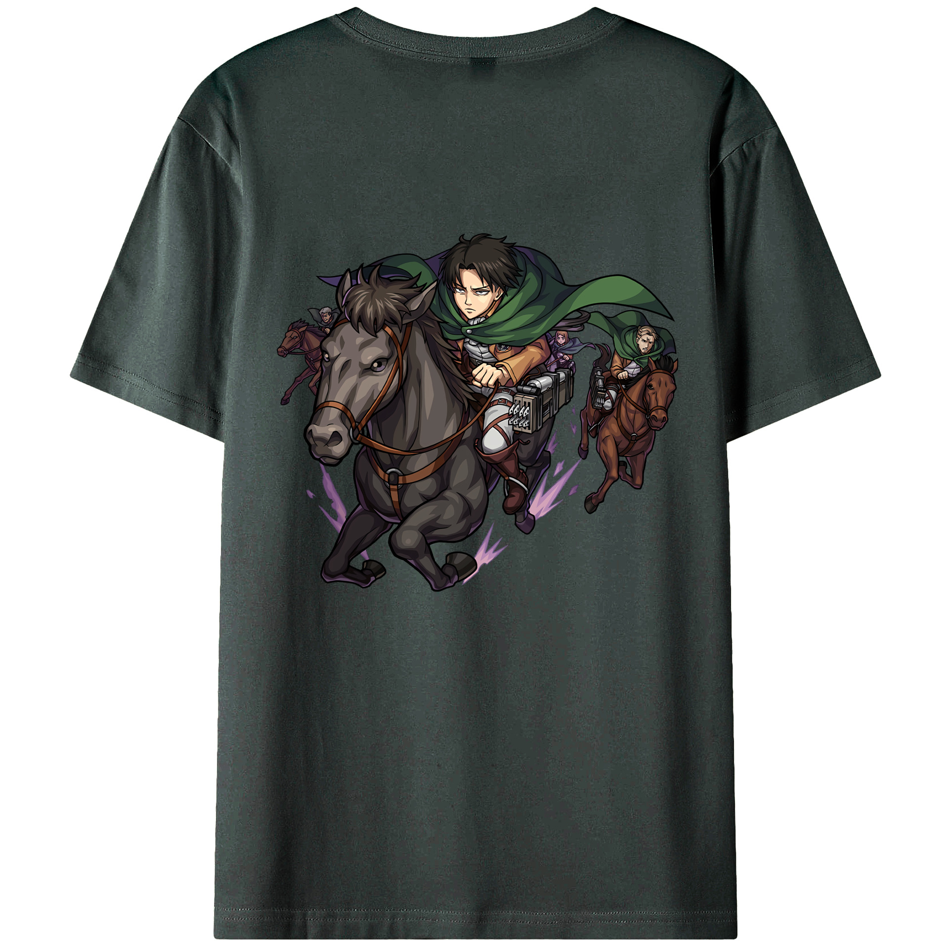 （画像用） 進撃の巨人 リヴァイ·アッカーマン Attack on Titan Levi Ackerman 綿100％ メンズ半袖Tシャツ（バックプリント） 通気性